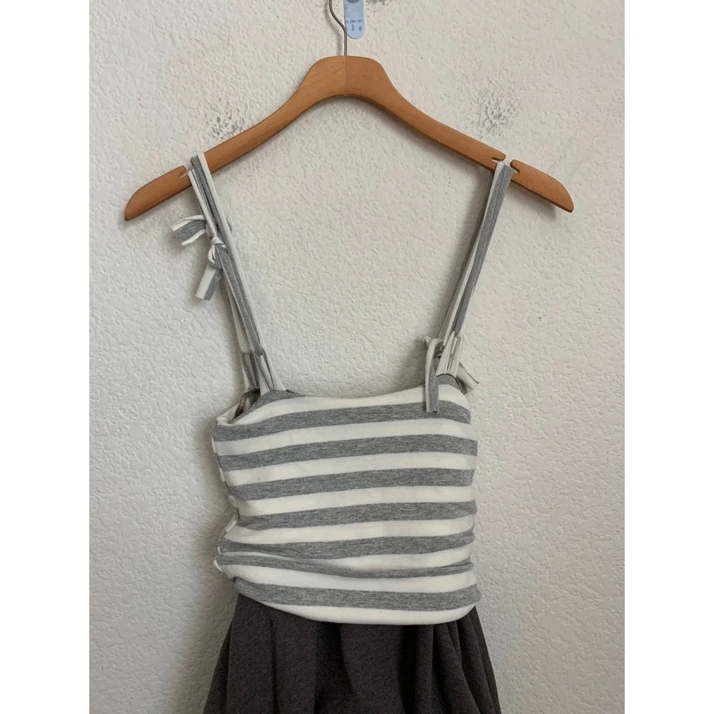 Neve Hawk Gray Striped asymmetrical tank dress Girls Size 12‎